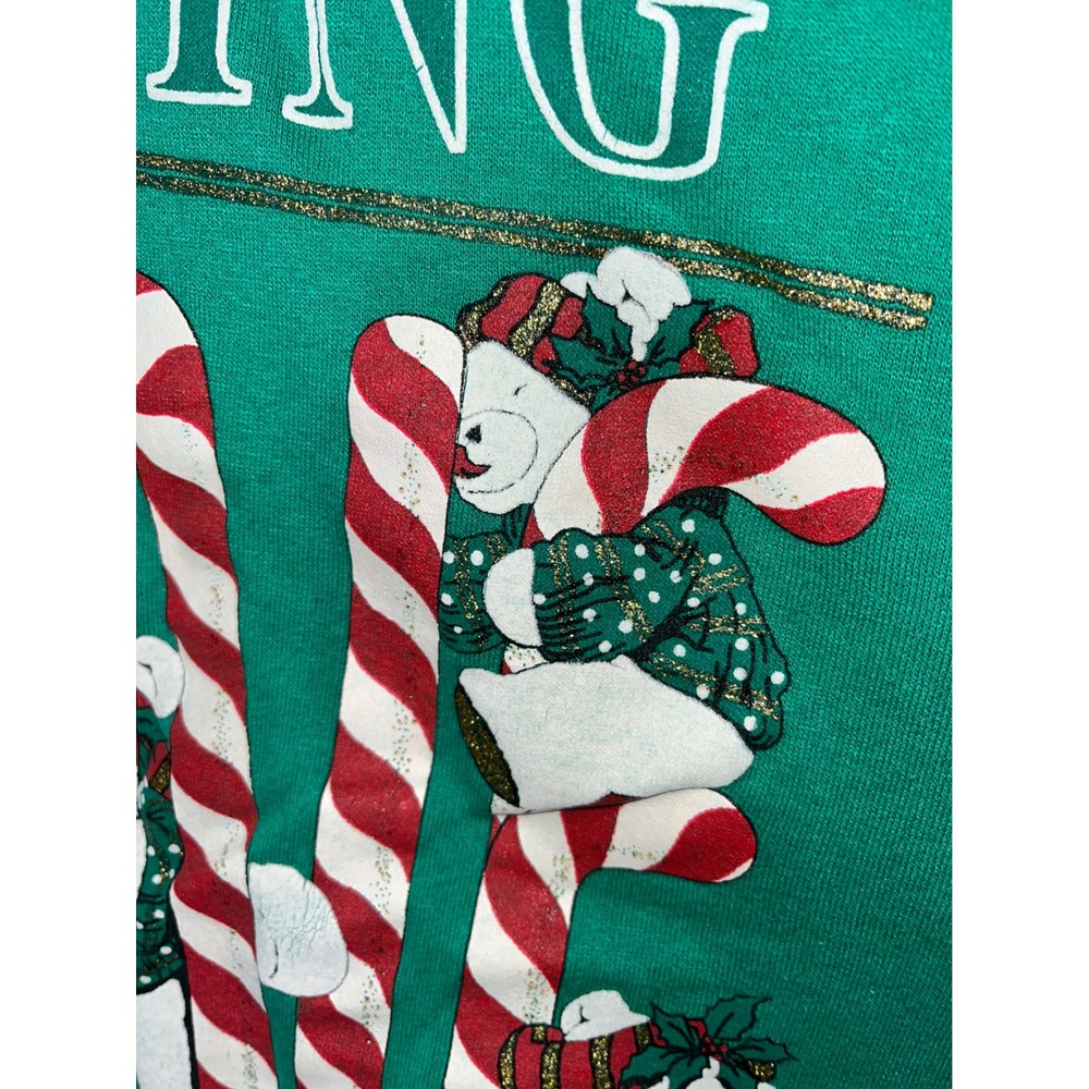 Vintage Russ Sportswear Christmas Sweatshirt Raising‎ Cane Bears Green - Picture 3 of 6
